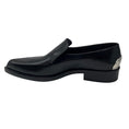 Load image into Gallery viewer, Jil Sander Black Pointed Toe Leather Loafers with Silver Metal Detail