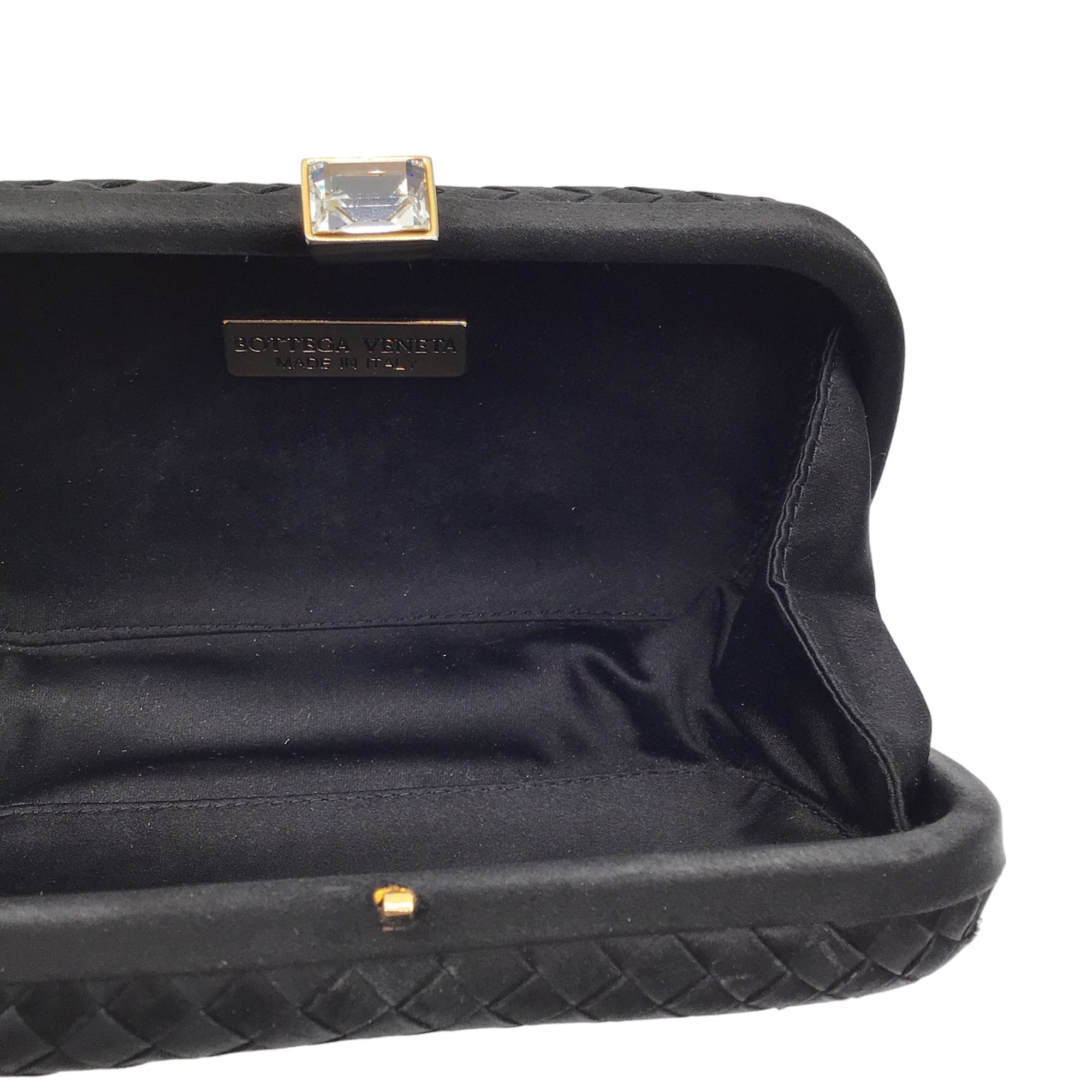 Bottega Veneta Vintage Black Woven Intrecciato Satin Mini Clutch Bag