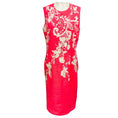 Load image into Gallery viewer, Naeem Khan Coral / Ivory Embroidered Sleeveless Linen Midi Dress