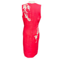 Load image into Gallery viewer, Naeem Khan Coral / Ivory Embroidered Sleeveless Linen Midi Dress