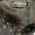 Load image into Gallery viewer, Andrew Gn Black Sequined Mid Length Tweed Coat with Mink Fur Trim