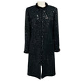 Load image into Gallery viewer, Andrew Gn Black Sequined Mid Length Tweed Coat with Mink Fur Trim