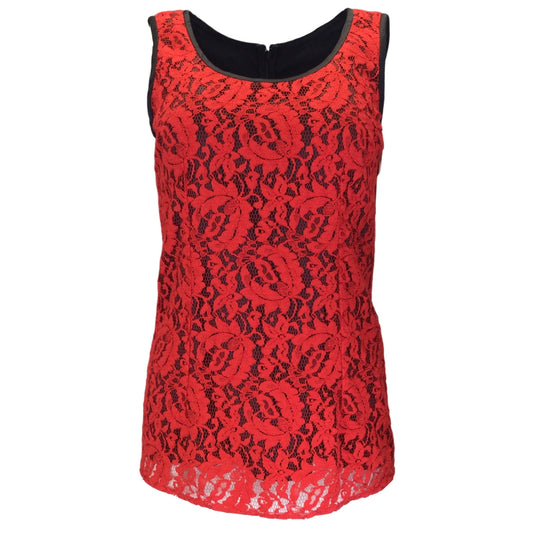 Dolce & Gabbana Red / Black Sleeveless Lace Top