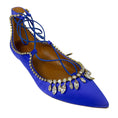 Load image into Gallery viewer, Aquazzura Royal Blue Crystal Embellished Satin Christy Jewel Flat