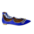 Load image into Gallery viewer, Aquazzura Royal Blue Crystal Embellished Satin Christy Jewel Flat