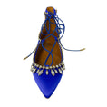 Load image into Gallery viewer, Aquazzura Royal Blue Crystal Embellished Satin Christy Jewel Flat