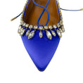 Load image into Gallery viewer, Aquazzura Royal Blue Crystal Embellished Satin Christy Jewel Flat