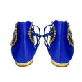 Load image into Gallery viewer, Aquazzura Royal Blue Crystal Embellished Satin Christy Jewel Flat