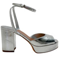 Load image into Gallery viewer, Laurence Dacade Silver Laminated Leather Jenna Platform Sandals