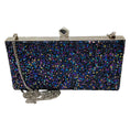 Load image into Gallery viewer, Jimmy Choo Navy Blue Multi Metallic Glitter Clutch with Silver Hardware and Chain Strap