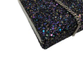 Load image into Gallery viewer, Jimmy Choo Navy Blue Multi Metallic Glitter Clutch with Silver Hardware and Chain Strap