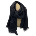Load image into Gallery viewer, Chanel Black Sequined CC Logo Fringed Cashmere Scarf