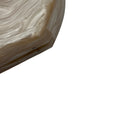 Load image into Gallery viewer, Edie Parker Champagne Metallic Iridescent Mirror Stripe Round Acrylic Clutch with Silver Hardware and Chain Strap