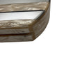 Load image into Gallery viewer, Edie Parker Champagne Metallic Iridescent Mirror Stripe Round Acrylic Clutch with Silver Hardware and Chain Strap