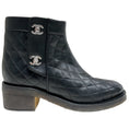 Load image into Gallery viewer, Chanel Black / Silver Cocomark Turnlock Quilted Calfskin Short Boots