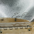 Load image into Gallery viewer, Edie Parker Champagne Metallic Iridescent Mirror Stripe Round Acrylic Clutch with Silver Hardware and Chain Strap