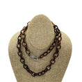 Load image into Gallery viewer, Loree Rodkin Brown Tortoiseshell Resin Chain Necklace with Pave Diamonds