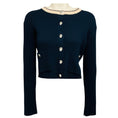 Load image into Gallery viewer, Sablyn Midnight Navy Blue Helena Cropped Cardigan with Contrast Neckline
