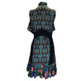 Load image into Gallery viewer, Prabal Gurung Black Multi Printed Lace Trimmed Tie-Neck Silk Dress
