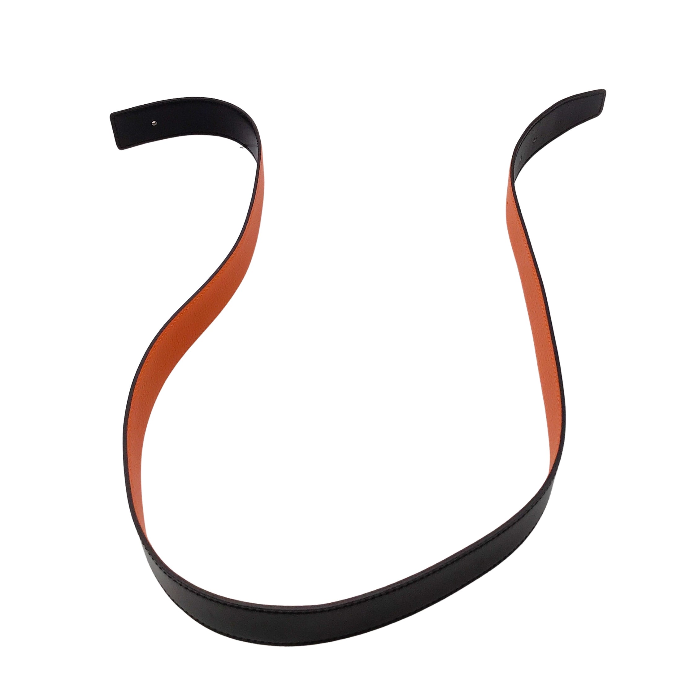 Hermes Orange / Black 2012 Reversible 32mm Leather Belt Strap