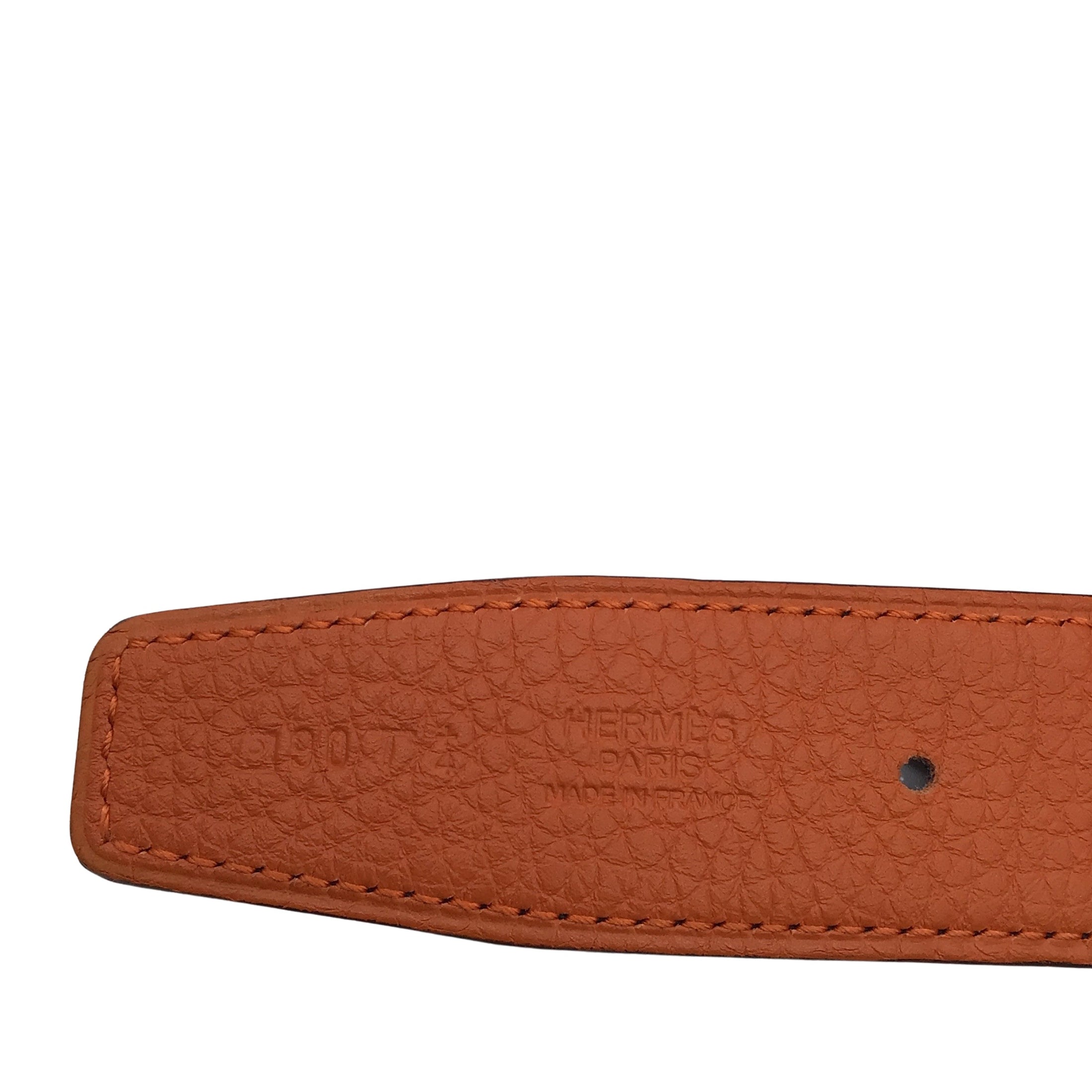 Hermes Orange / Black 2012 Reversible 32mm Leather Belt Strap