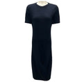 Load image into Gallery viewer, Brunello Cucinelli Navy Short Sleeved Jersey Knit Midi Dress with Monili
