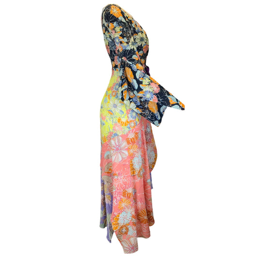 Peter Pilotto Multicolored Printed Crepe Long Half Wrap Dress
