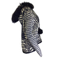 Load image into Gallery viewer, Spencer Vladimir Black / Ivory Fur Trimmed Hooded Merino Wool and Cashmere Hand Knit Sweater