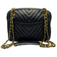 Load image into Gallery viewer, Chanel Vintage Black Leather Chevron Stitched Shoulder Bag