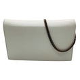 Load image into Gallery viewer, Chiara Boni White Elena Vitello Arno Leather Clutch with Chain Strap