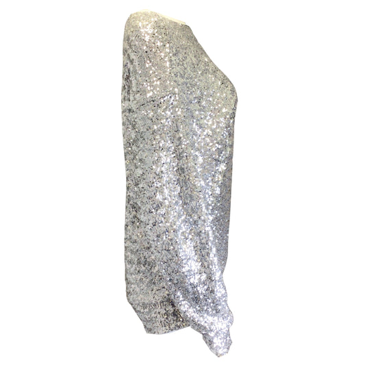 Isabel Marant Silver Metallic Sequined Long Sleeved Top