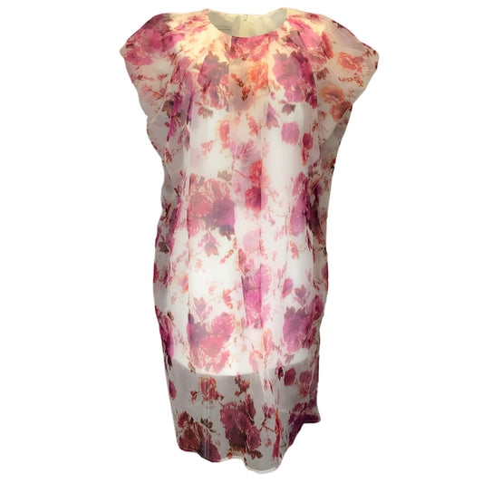 Dries Van Noten Ivory / Pink Multi Darlasi Floral Printed Silk Dress