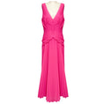 Load image into Gallery viewer, Zac Posen Hot Pink Pleated Sleeveless V-Neck Chiffon Gown / Formal Dress