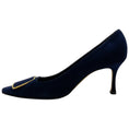 Load image into Gallery viewer, Manolo Blahnik Navy Blue Suede Maysale Pumps