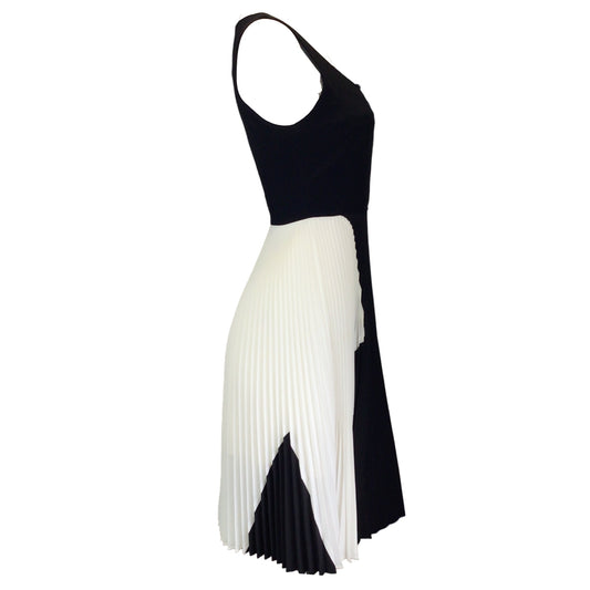 Proenza Schouler Black / White Pleated Sleeveless Crepe Dress