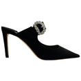 Load image into Gallery viewer, Jimmy Choo Black Suede Mules with Jeweled Buckle