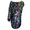 Load image into Gallery viewer, Malandrino by Catherine Malandrino Black / Purple / Green Multi Iridescent Asymmetrical Silk Dress