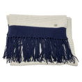 Load image into Gallery viewer, Chanel Silver / Grey / Navy 2008 Fringed Cashmere Knit Scarf