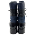Load image into Gallery viewer, Chanel Blue Denim and Black Leather Lace Up Combat Boots