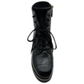 Load image into Gallery viewer, Chanel Black Crinkled Patent Leather Lace Up Combat Boots