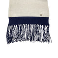Load image into Gallery viewer, Chanel Silver / Grey / Navy 2008 Fringed Cashmere Knit Scarf