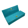 Load image into Gallery viewer, Lalo Handbags Turquoise Embossed Leather Evening Clutch