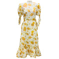 Load image into Gallery viewer, The Vampire's Wife White / Yellow Floral Cotton Midi Frill Seeker Dress