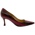 Load image into Gallery viewer, Manolo Blahnik Pink / Brown Python Embossed Leather Pumps