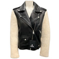 Load image into Gallery viewer, Mackage Black Baya Lambskin Leather and Shearling Biker Jacket