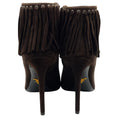 Load image into Gallery viewer, Prada Dark Brown Suede Fringe Peep Toe Booties