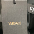 Load image into Gallery viewer, Versace Black Long Sleeved Deep V-Neck Leather Trimmed Jersey Stretch Maxi Dress