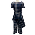Load image into Gallery viewer, Oscar de la Renta Navy / White Boucle Tweed Windowpane Check Top and Pants Set