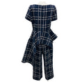 Load image into Gallery viewer, Oscar de la Renta Navy / White Boucle Tweed Windowpane Check Top and Pants Set
