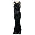 Load image into Gallery viewer, Roland Mouret Black Sleeveless Sequined Gown with Rosette Detail